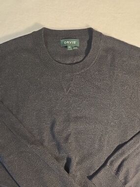 Orvis Men’s Long Sleeve Pullover Sweater Gray Cashmere, Silk,Cotton Size XL